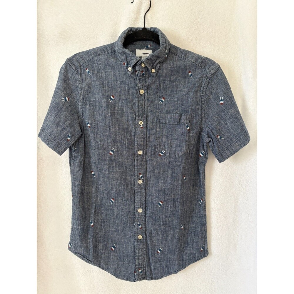 Men's SONOMA Denim, Patriotic, & Popsicle Themed Button Up Shirt  - Size Small